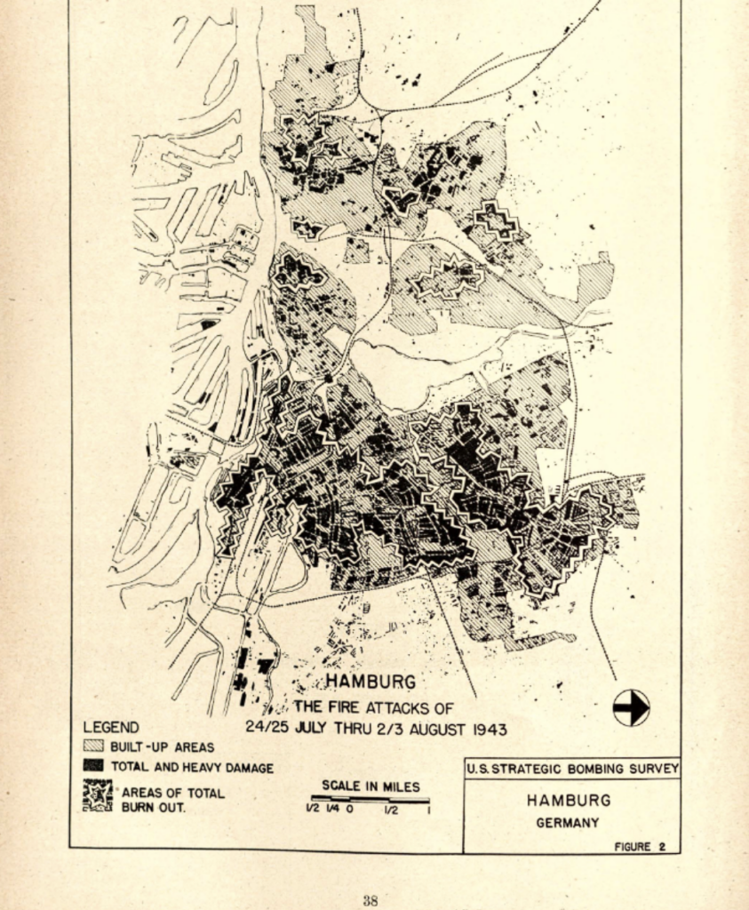 Map of Damage to Hamburg Through August 1943 USSBS Physical Damage Report